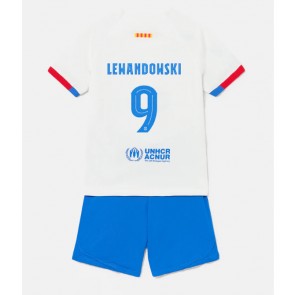 Barcelona Robert Lewandowski #9 Replika Babytøj Udebanesæt Børn 2023-24 Kortærmet (+ Korte bukser)